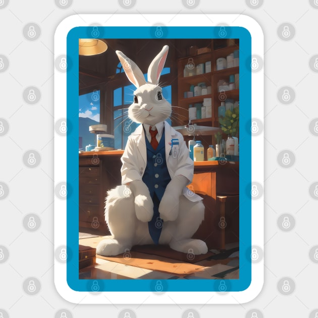 Doctor bunny in his clinic Sticker by Spaceboyishere